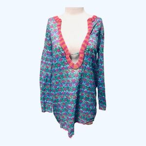Shiraleah Floral Pink and Blue Swim Coverup